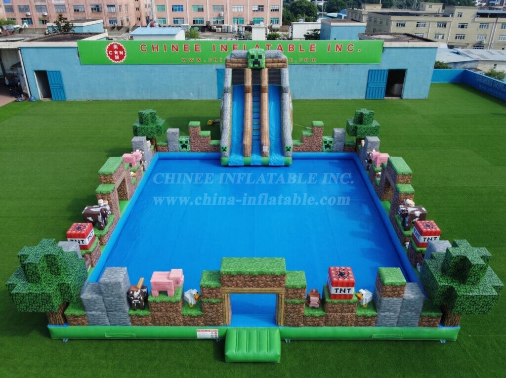 Pool3-883 Minecraft Theme Inflatable Pool Water Park