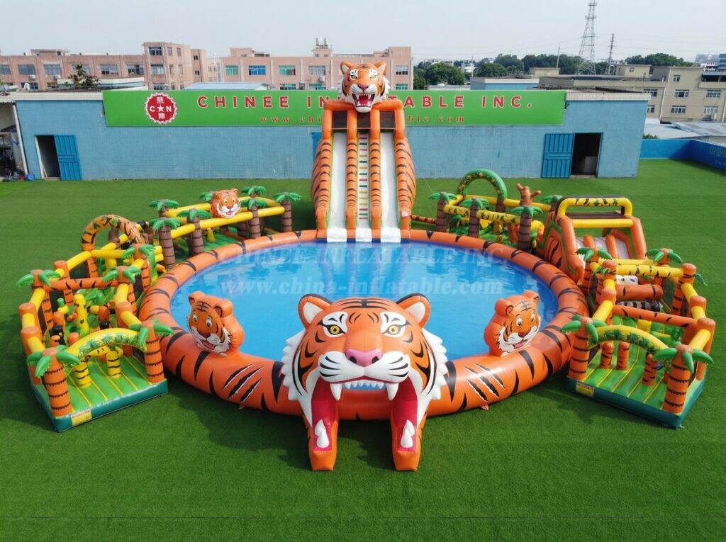 Pool3-916 Tiger Theme Inflatable Pool Water Park