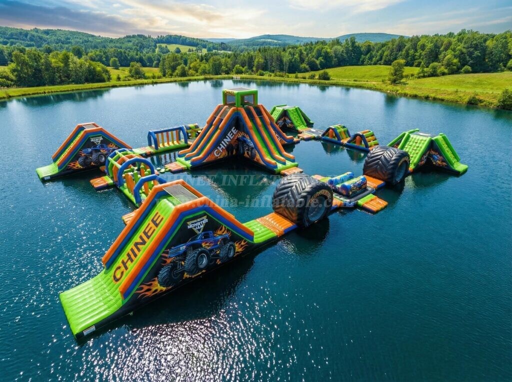 S640 Monster Trucks Theme Inflatable Water Park