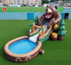 T8-6105 Bear Theme Inflatable Water Slide