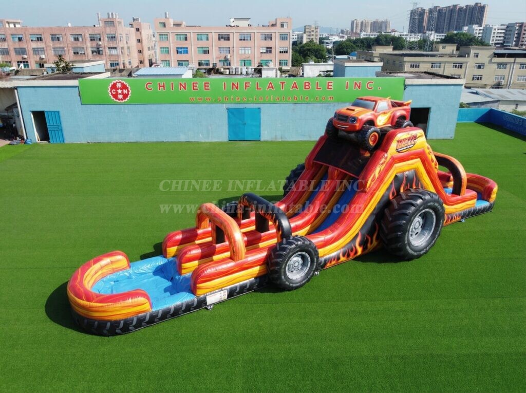 T8-6107 Blaze Monster Theme Inflatable Water Slide