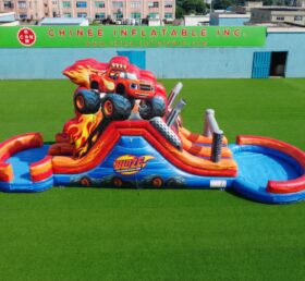 T8-6108 Blaze Monster Theme Inflatable Water Slide