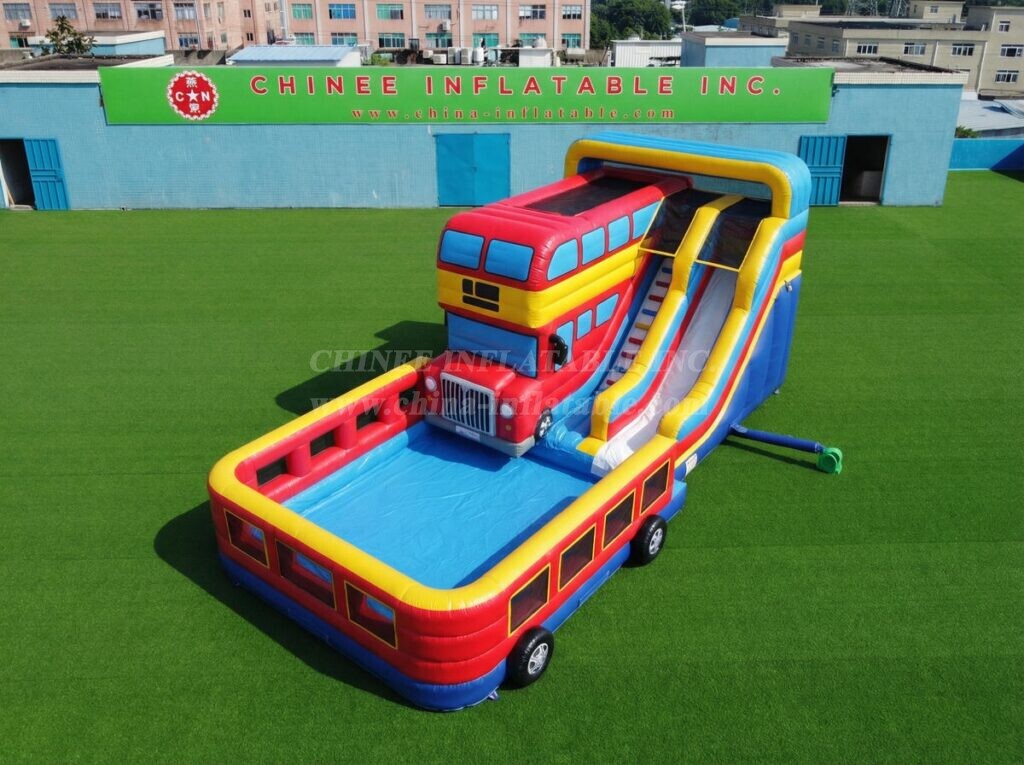 T8-6116 Bus Theme Inflatable Water Slide
