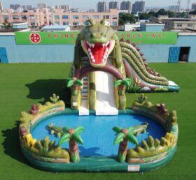 T8-6128 Crocodile Theme Inflatable Water Slide