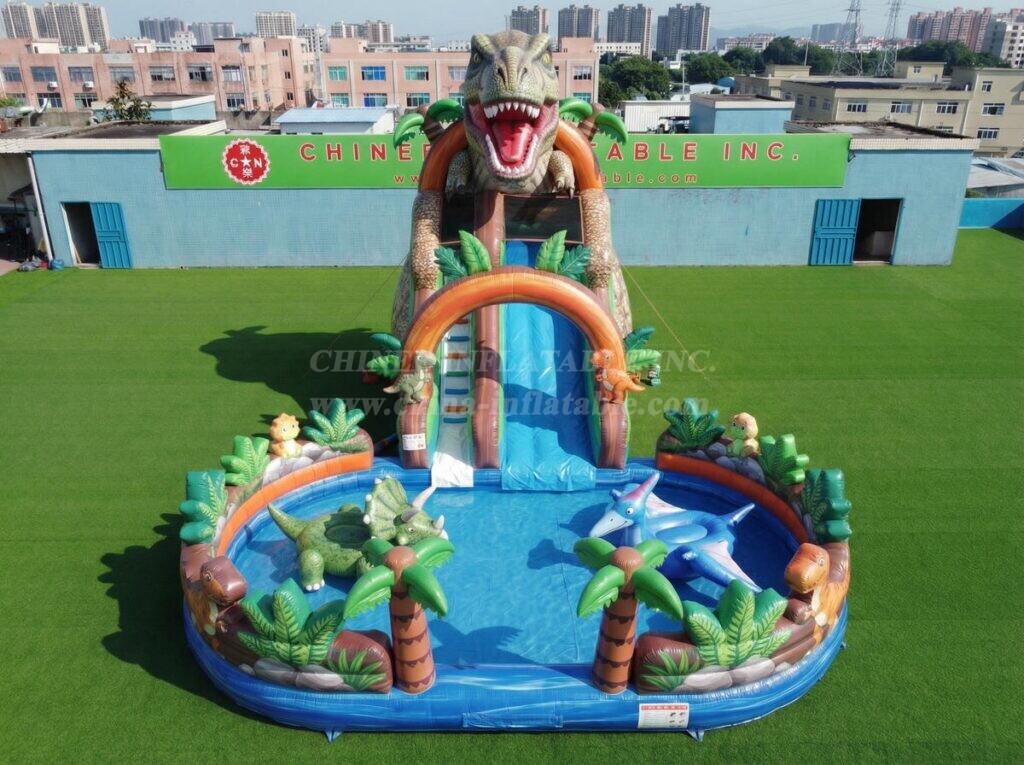 T8-6132 Dinosaur Theme Inflatable Water Slide