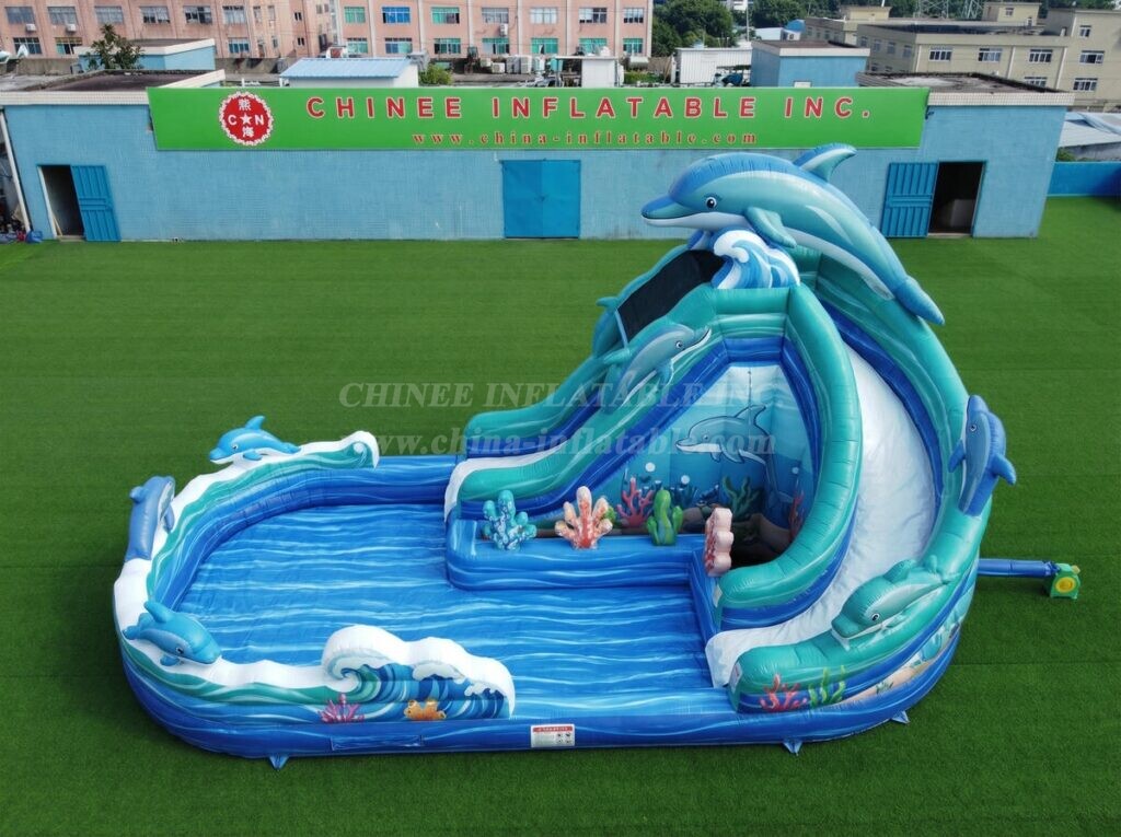 T8-6133 Dolphin Theme Inflatable Water Slide