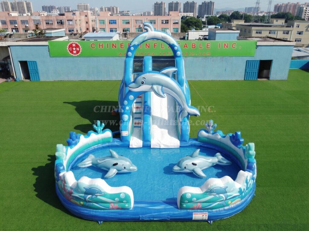 T8-6134 Dolphin Theme Inflatable Water Slide