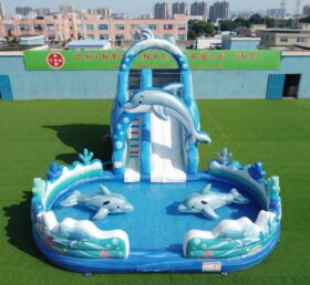 T8-6134 Dolphin Theme Inflatable Water Slide
