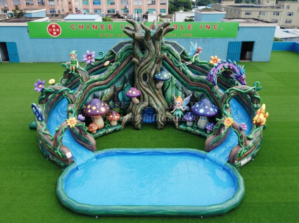 T8-6168 Magic Forest Theme Inflatable Water Slide
