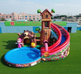 T8-6169 Masha And The Bear Theme Inflatable Water Slide