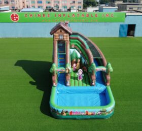 T8-6170 Masha And The Bear Theme Inflatable Water Slide