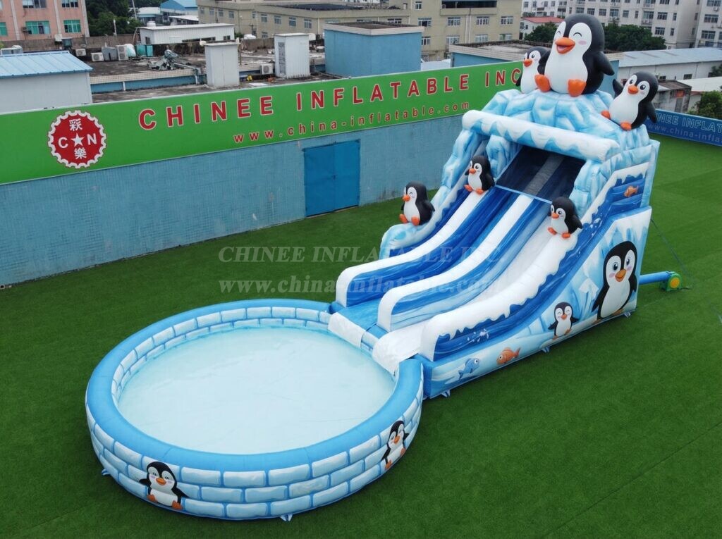 T8-6186 Penguin Theme Inflatable Water Slide
