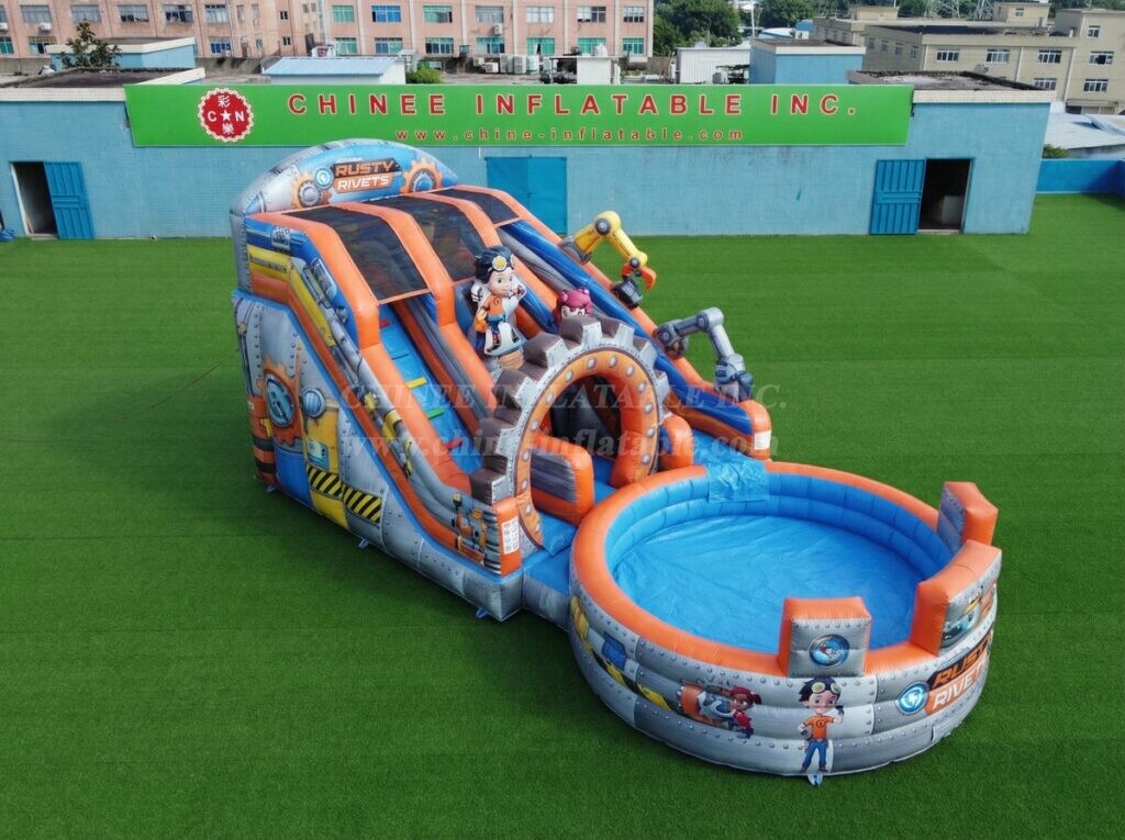 T8-6201 Rusty Rivets Theme Inflatable Water Slide
