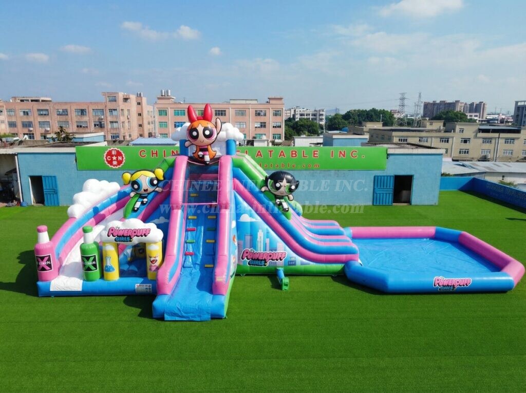 T8-6209 The Powerpuff Girls Theme Inflatable Water Slide