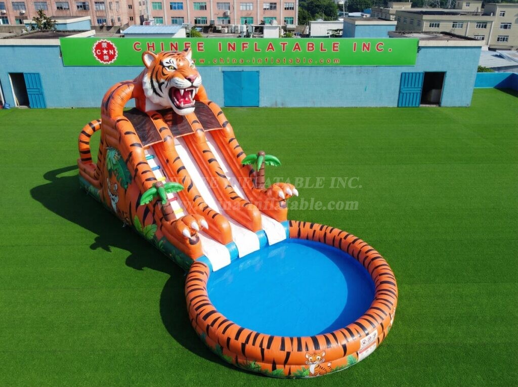 T8-6214 Tiger Theme Inflatable Water Slide