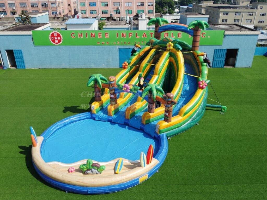 T8-6218 Tropical Theme Inflatable Water Slide