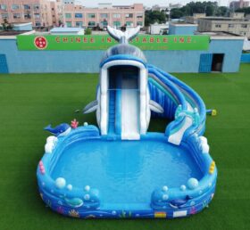 T8-6224 Whale Theme Inflatable Water Slide