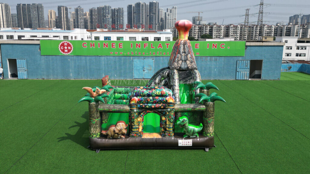 T2-4103G Dinosaur-Themed Inflatable Bouncer with Slide