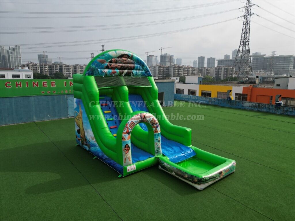 T8-8466C Moana Theme Inflatable Water Slide with Pool