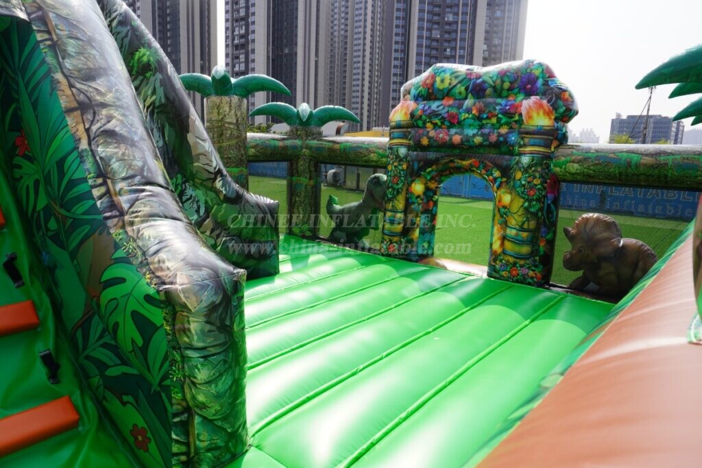 T2-4103G Dinosaur-Themed Inflatable Bouncer with Slide