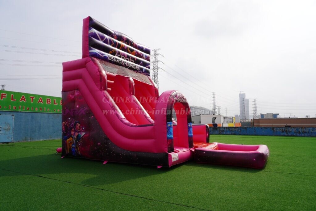 T8-8466E KPop Demon Hunters Theme Inflatable Water Slide