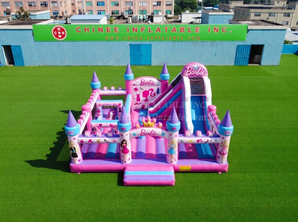 T2-8945 Barbie Themed Inflatable Castle Combo with Slide