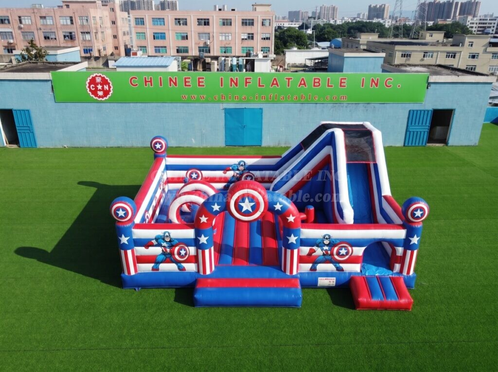 T2-8950 Captain America Theme Inflatable Combo Bouncy Castle with Slide