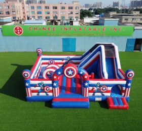 T2-8950 Captain America Theme Inflatable Combo Bouncy Castle with Slide
