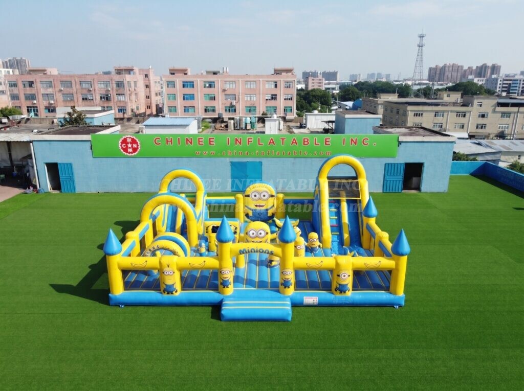 T2-8983 Minions Themed Inflatable Combo Bouncy Castle with Slide