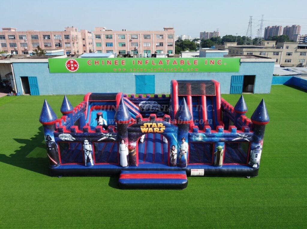 T2-9005 Star Wars Themed Inflatable Combo Bouncy Castle with Slide