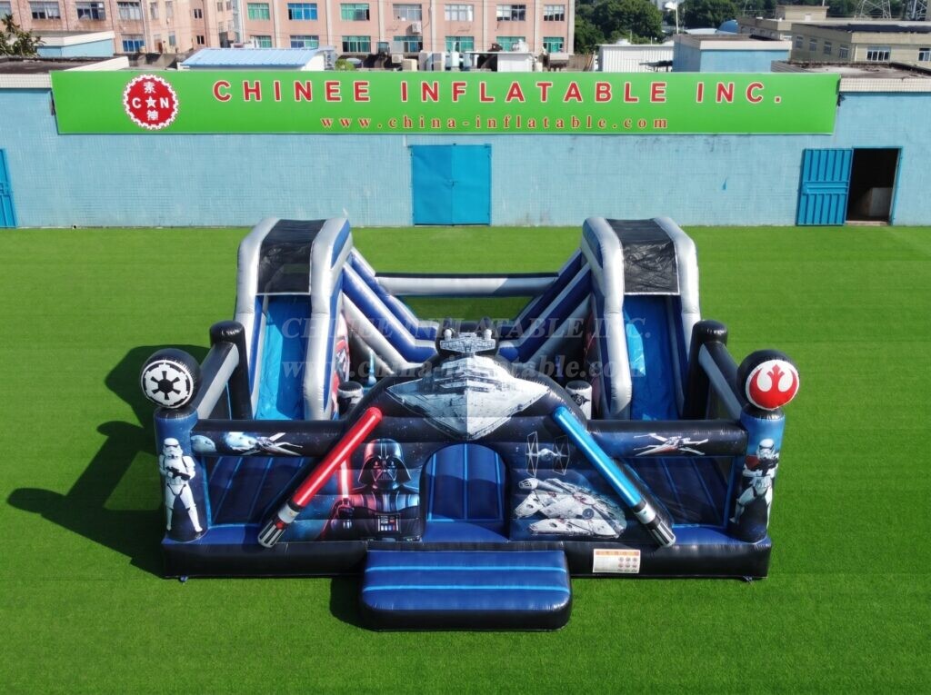 T2-9006 Space Battle Themed Inflatable Combo Bouncer with Dual Slides