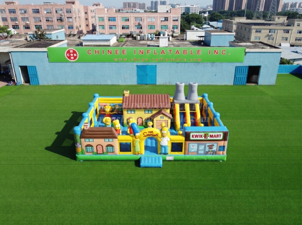 T2-9012 The Simpsons Theme Inflatable Combo Bouncy Castle